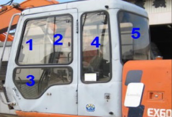 4383431日立の掘削機のガラス タクシーの窓の左ドアの後部位置NO.4