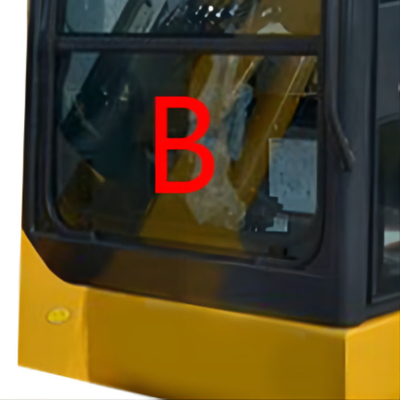 小松の掘削機のガラス取り替えの下のPC56-7 PC56の前部はPosition.Bガラスを和らげた